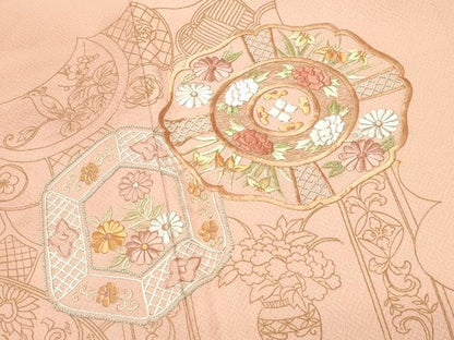 平和屋着物●中国三大刺繍　相良刺繍　訪問着　鳳凰花丸文　金彩　正絹　逸品　未使用　CABG4741gh