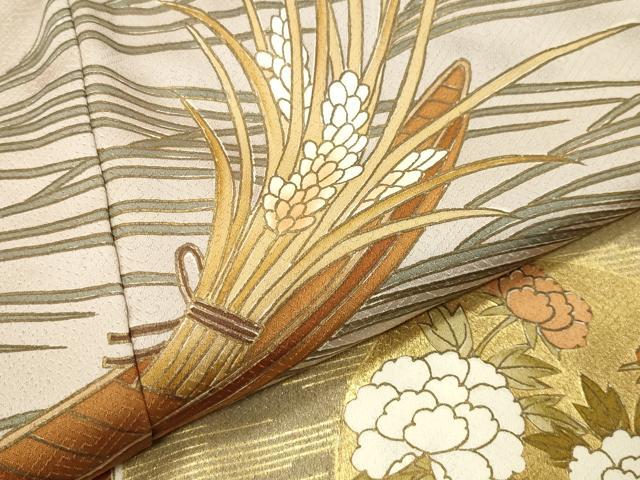 平和屋着物●豪華色留袖　駒刺繍　稲穂　船地紙花文　金彩　正絹　逸品　CABG4743gh