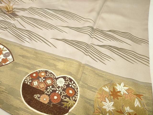 平和屋着物●豪華色留袖　駒刺繍　稲穂　船地紙花文　金彩　正絹　逸品　CABG4743gh