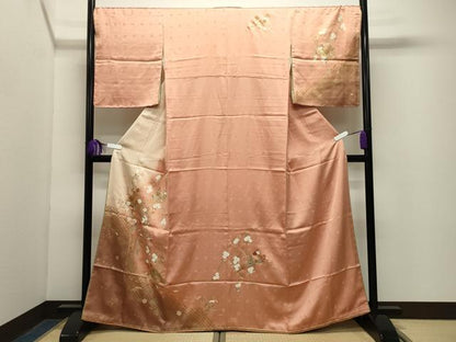 平和屋着物●訪問着　駒刺繍　扇面檜垣花文　暈し染め　金彩　やまと誂製　十二単風　正絹　逸品　未使用　CABG4744gh