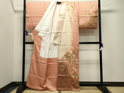 平和屋着物●訪問着　駒刺繍　扇面檜垣花文　暈し染め　金彩　やまと誂製　十二単風　正絹　逸品　未使用　CABG4744gh