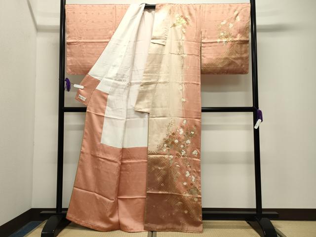平和屋着物●訪問着　駒刺繍　扇面檜垣花文　暈し染め　金彩　やまと誂製　十二単風　正絹　逸品　未使用　CABG4744gh