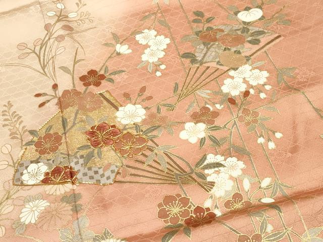 平和屋着物●訪問着　駒刺繍　扇面檜垣花文　暈し染め　金彩　やまと誂製　十二単風　正絹　逸品　未使用　CABG4744gh