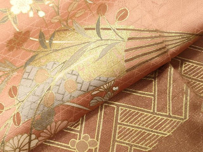 平和屋着物●訪問着　駒刺繍　扇面檜垣花文　暈し染め　金彩　やまと誂製　十二単風　正絹　逸品　未使用　CABG4744gh