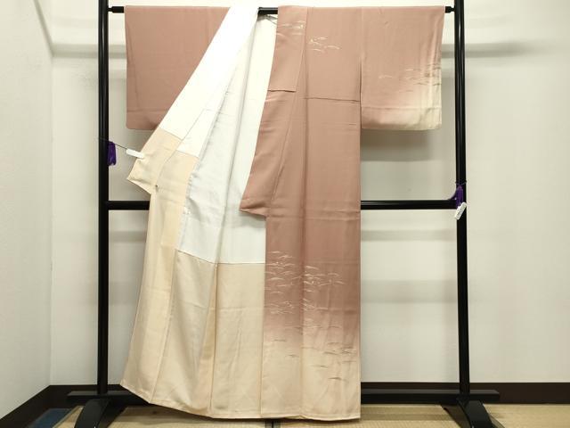 平和屋着物●訪問着　駒刺繍　立波文　暈し染め　さが美扱い　正絹　逸品　CABG4747gh