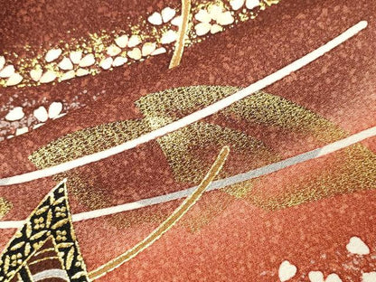 平和屋着物●訪問着　扇面孔雀花文　暈し染め　金彩　正絹　逸品　CABG4748gh