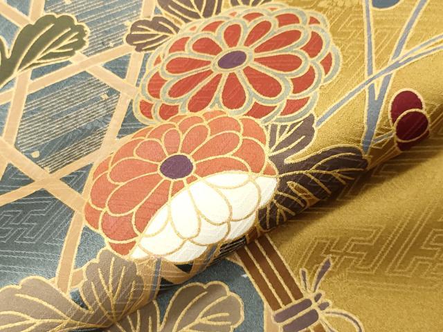 平和屋着物●訪問着　駒刺繍　籠目枝花文　金彩　正絹　逸品　CABG4749gh