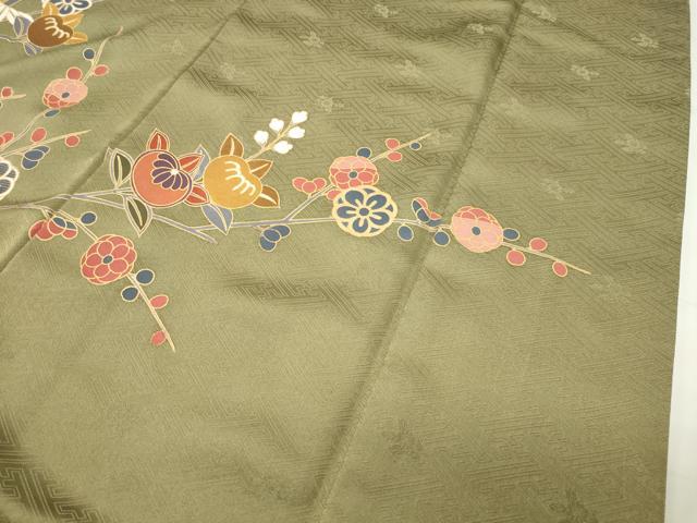平和屋着物●訪問着　駒刺繍　籠目枝花文　金彩　正絹　逸品　CABG4749gh