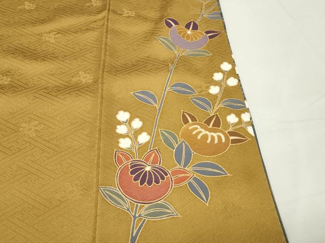 平和屋着物●訪問着　駒刺繍　籠目枝花文　金彩　正絹　逸品　CABG4749gh