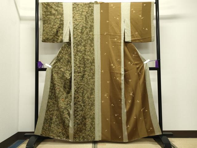平和屋着物●訪問着　片身替わり　駒刺繍　萩文　金彩　正絹　逸品　CABG4752gh