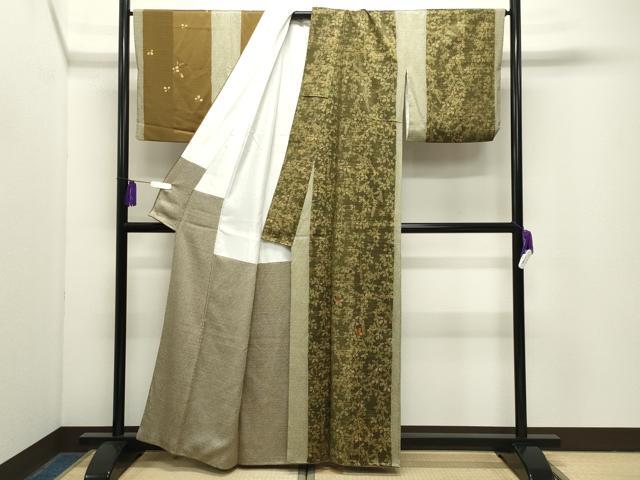 平和屋着物●訪問着　片身替わり　駒刺繍　萩文　金彩　正絹　逸品　CABG4752gh