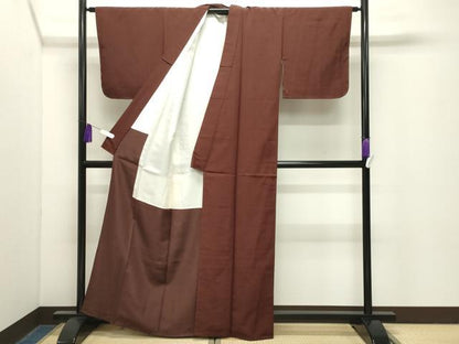 平和屋着物●上質な色無地　お召地　葡萄色　正絹　逸品　CABG4753gh