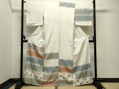 平和屋着物●訪問着　刺繍　花唐草文　暈し染め　金彩　正絹　逸品　未使用　CABG4755gh