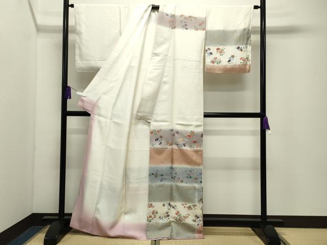 平和屋着物●訪問着　刺繍　花唐草文　暈し染め　金彩　正絹　逸品　未使用　CABG4755gh