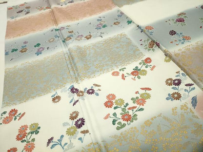 平和屋着物●訪問着　刺繍　花唐草文　暈し染め　金彩　正絹　逸品　未使用　CABG4755gh