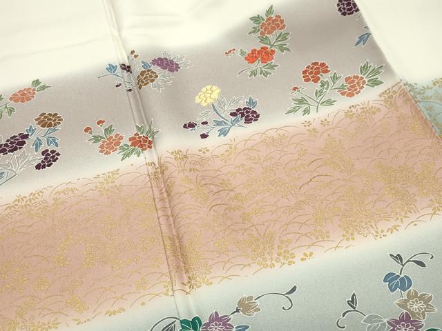平和屋着物●訪問着　刺繍　花唐草文　暈し染め　金彩　正絹　逸品　未使用　CABG4755gh