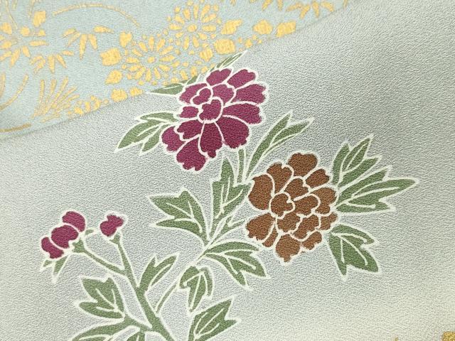 平和屋着物●訪問着　刺繍　花唐草文　暈し染め　金彩　正絹　逸品　未使用　CABG4755gh