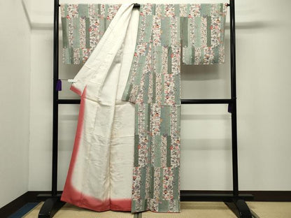 平和屋着物●上質な小紋　型染め　人物花鳥文　正絹　逸品　CABG4757gh
