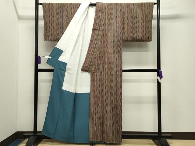 平和屋着物●上質な小紋　縞　正絹　逸品　未使用　CABG4762gh