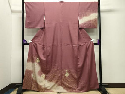 平和屋着物●訪問着　駒刺繍　花瓶花蝶文　暈し染め　金彩　正絹　逸品　CABG4763gh