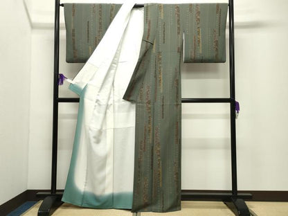 平和屋着物●上質な小紋　冊子花唐草文　金彩　鬼しぼ縮緬　正絹　逸品　CABG4769gh