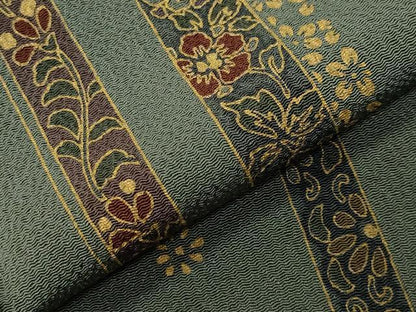 平和屋着物●上質な小紋　冊子花唐草文　金彩　鬼しぼ縮緬　正絹　逸品　CABG4769gh
