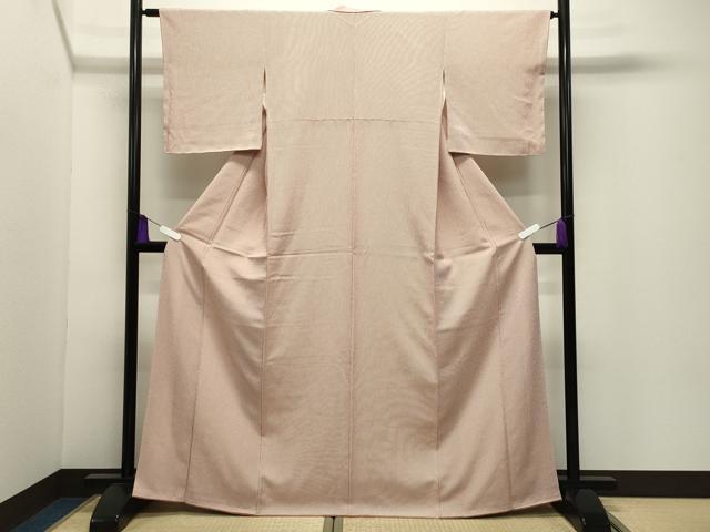 平和屋着物●江戸小紋　万筋　鉄朱色×白色　正絹　逸品　CABG4771gh
