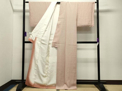 平和屋着物●江戸小紋　万筋　鉄朱色×白色　正絹　逸品　CABG4771gh