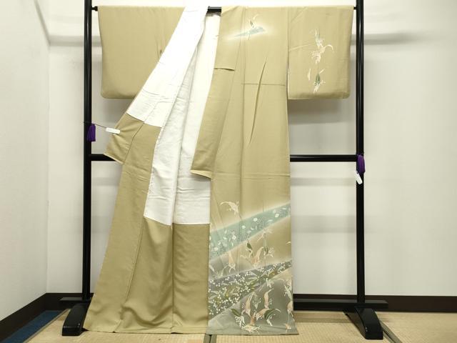 平和屋着物●訪問着　作家物　草花文　暈し染め　金彩　ロング丈　正絹　逸品　CABG4773gh