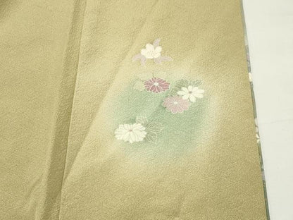 平和屋着物●訪問着　作家物　草花文　暈し染め　金彩　ロング丈　正絹　逸品　CABG4773gh