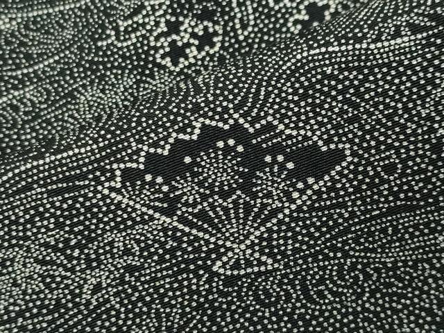 平和屋着物●江戸小紋　立波扇面花文　黒地　正絹　逸品　CABG4774gh
