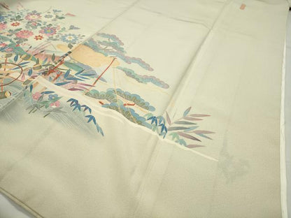 平和屋着物●本加賀友禅作家　二塚長生　色留袖　風景花文　暈し染め　正絹　逸品　CABG4777gh