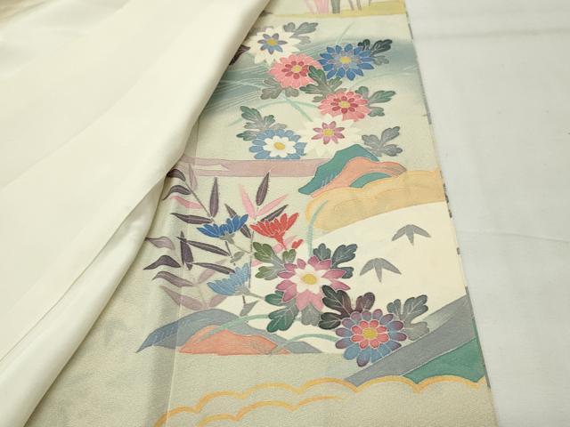 平和屋着物●本加賀友禅作家　二塚長生　色留袖　風景花文　暈し染め　正絹　逸品　CABG4777gh
