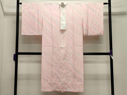 平和屋着物●長襦袢　無双仕立て　斜線草花地紋　暈し染め　正絹　逸品　CABG4779gh