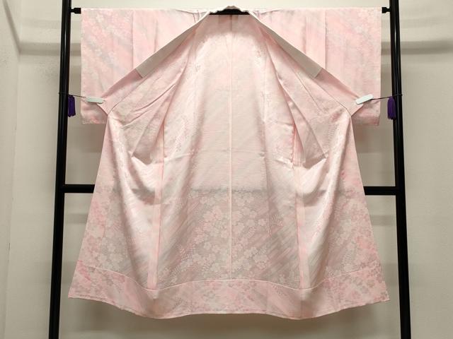 平和屋着物●長襦袢　無双仕立て　斜線草花地紋　暈し染め　正絹　逸品　CABG4779gh