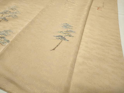 平和屋着物●草木染友禅作家　小山仁郎　訪問着　立波枝松文　暈し染め　金彩　金通し地　正絹　逸品　未使用　CABG4781gh