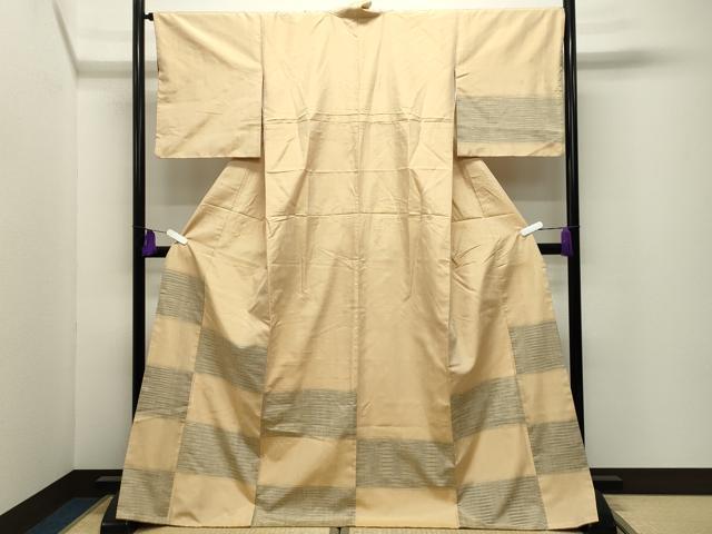 平和屋着物●訪問着　紬地　市松吉祥丸文　やまと誂製　ロング丈　正絹　逸品　CABG4789gh