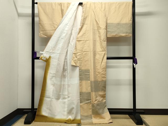 平和屋着物●訪問着　紬地　市松吉祥丸文　やまと誂製　ロング丈　正絹　逸品　CABG4789gh
