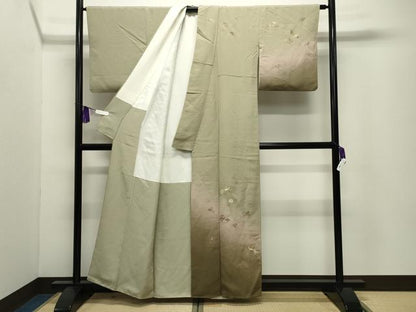 平和屋着物●訪問着　駒刺繍　鳳凰蓑亀松竹梅文　暈し染め　金彩　正絹　逸品　CABG4790gh