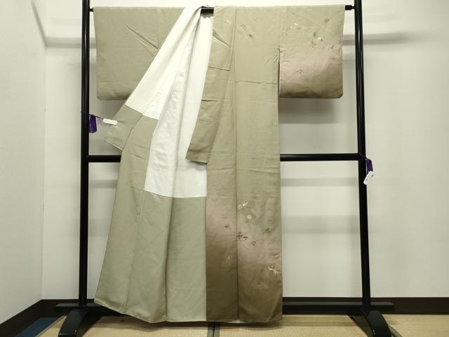 平和屋着物●訪問着　駒刺繍　鳳凰蓑亀松竹梅文　暈し染め　金彩　正絹　逸品　CABG4790gh