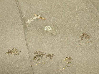 平和屋着物●訪問着　駒刺繍　鳳凰蓑亀松竹梅文　暈し染め　金彩　正絹　逸品　CABG4790gh