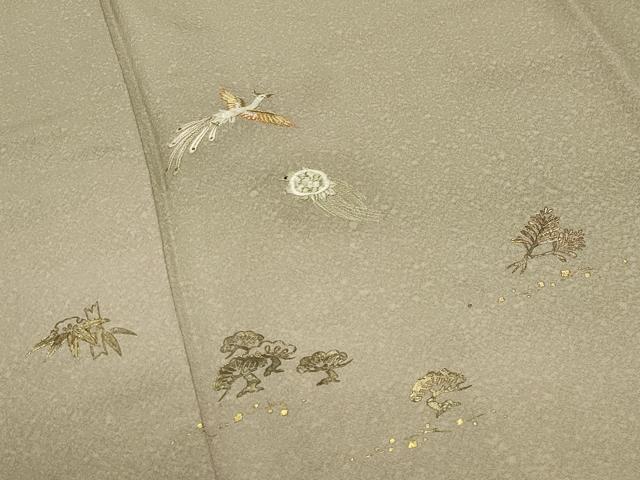 平和屋着物●訪問着　駒刺繍　鳳凰蓑亀松竹梅文　暈し染め　金彩　正絹　逸品　CABG4790gh