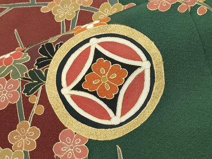 平和屋着物●訪問着　駒刺繍　花蝶枝梅文　金彩　正絹　逸品　CABG4792gh