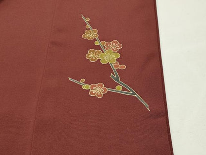 平和屋着物●訪問着　駒刺繍　花蝶枝梅文　金彩　正絹　逸品　CABG4792gh