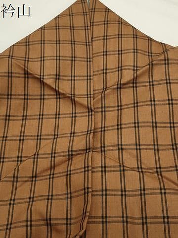 平和屋着物●上質な紬　格子柄　正絹　逸品　CABG4793gh