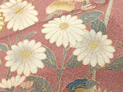平和屋着物●訪問着　駒刺繍　舞蝶花文　暈し染め　金彩　正絹　逸品　CABG4798gh