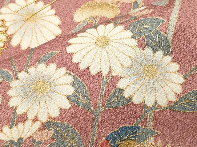 平和屋着物●訪問着　駒刺繍　舞蝶花文　暈し染め　金彩　正絹　逸品　CABG4798gh