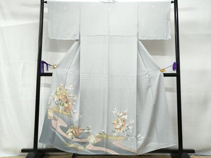平和屋着物■豪華色留袖　作家物　破れ色紙重ね群鶴流水花文　暈し染め　金彩　正絹　逸品　CABG4801fb