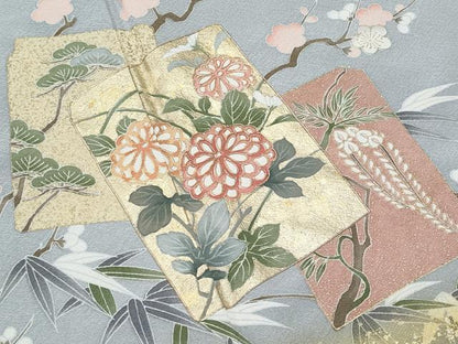 平和屋着物■豪華色留袖　作家物　破れ色紙重ね群鶴流水花文　暈し染め　金彩　正絹　逸品　CABG4801fb