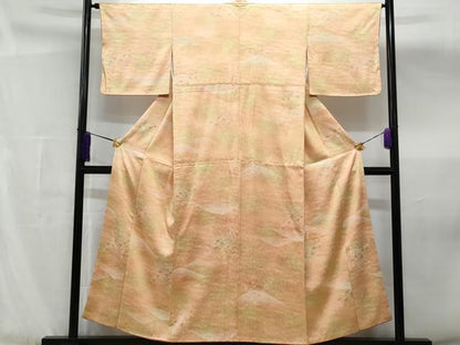 平和屋着物■上質な小紋　立波枝花文　暈し染め　正絹　逸品　CABG4809fb